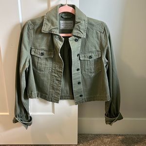 This a a green jean jacket from Nordstrom’s and an extra small